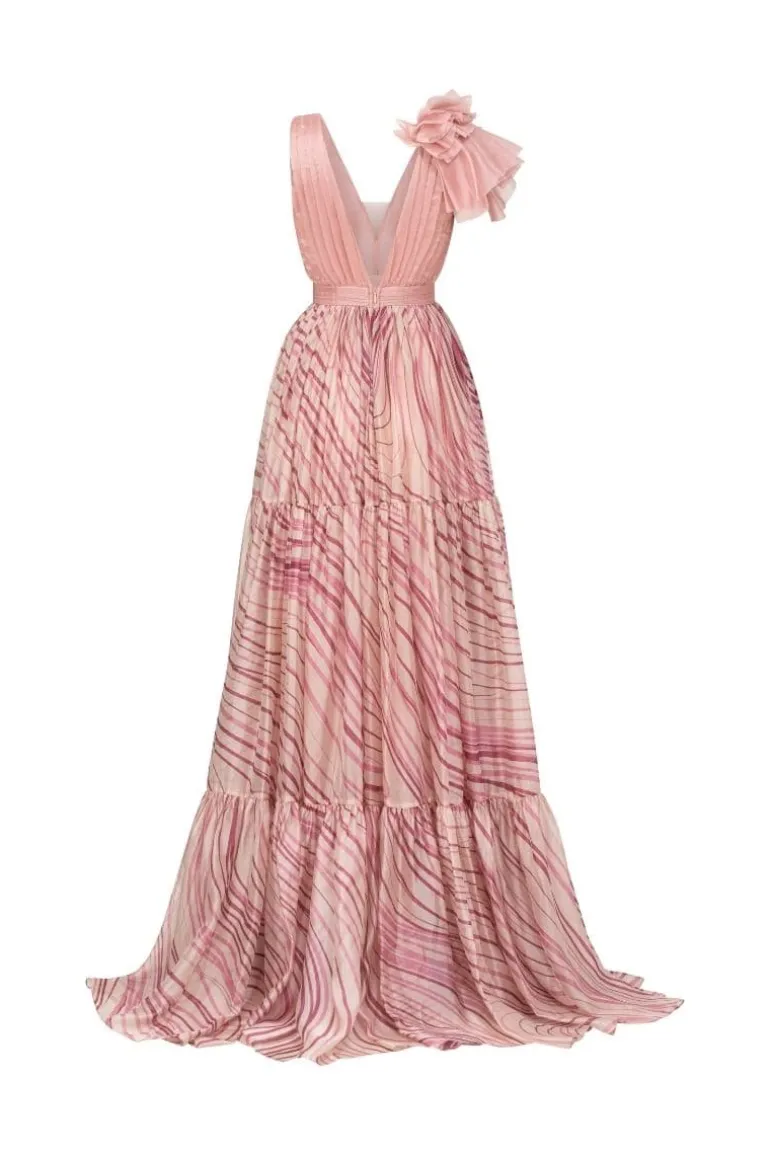 Dresses<CULT MIA TRICIA SHINY SILK WAVE MAXI DRESS Pink