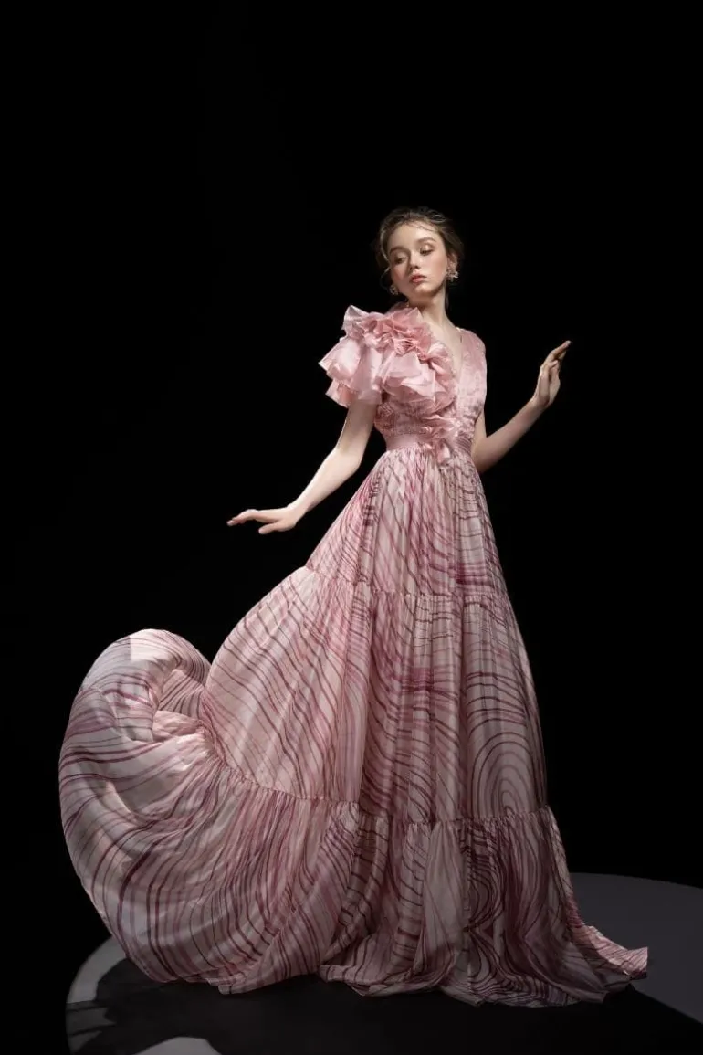 Dresses<CULT MIA TRICIA SHINY SILK WAVE MAXI DRESS Pink