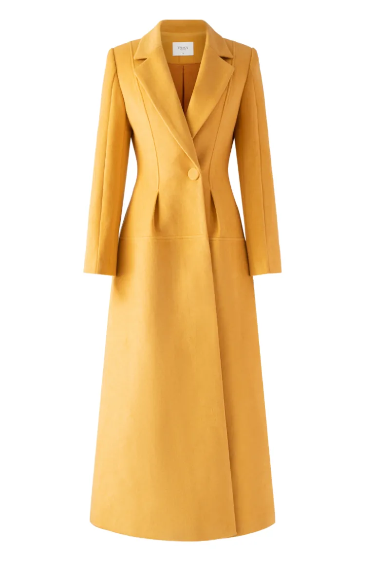 Jackets<CULT MIA PLEATED SINGLE BREASTED MANTEAU WITH SINGLE BUTTON Yellow