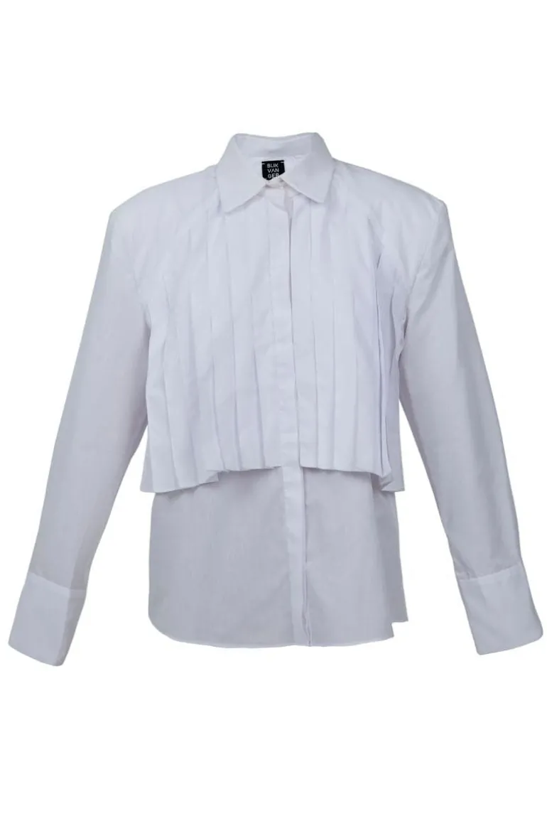 Tops<CULT MIA PLEATED SHIRT White