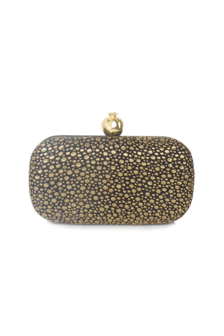 Clutch Bags<CULT MIA POMEGRANATE ON MORNING DEW GOLD BOX CLUTCH Gold & Black