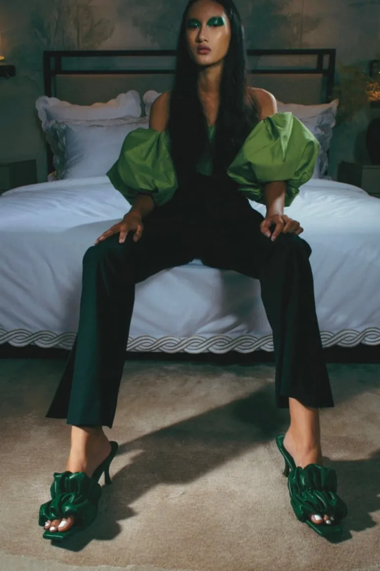 Heels<CULT MIA POPPY MULES Tourmaline Green