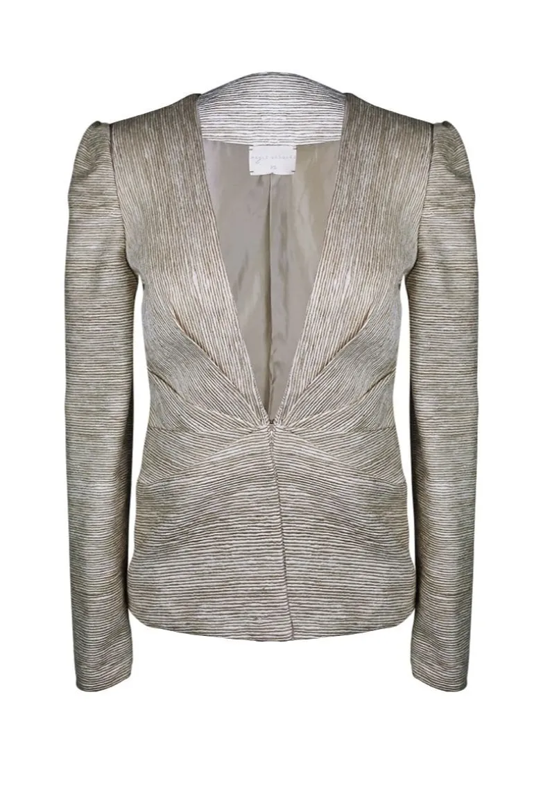 Blazers<CULT MIA PORTO SILK V-NECK JACKET Natural