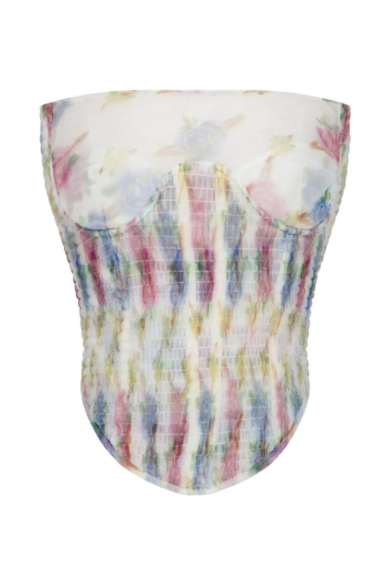Tops<CULT MIA PRINTED FLOWER CORSET TOP Multicolor