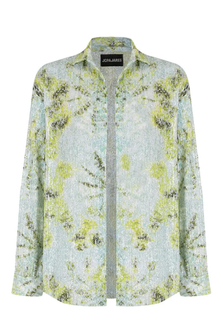 Tops<CULT MIA PRINTED PAILLETTES SHIRT Tie Dye Print