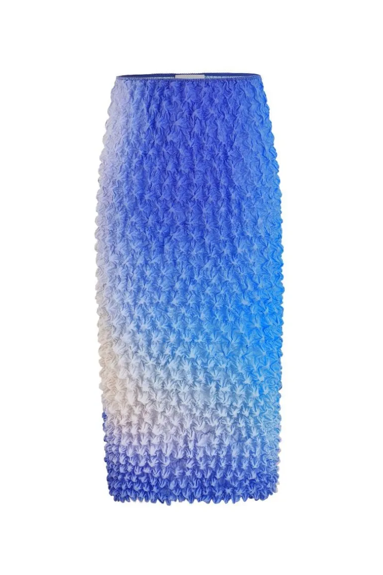 Skirts<CULT MIA PRINTED POPCORN PLEATS MIDI SKIRT Blue