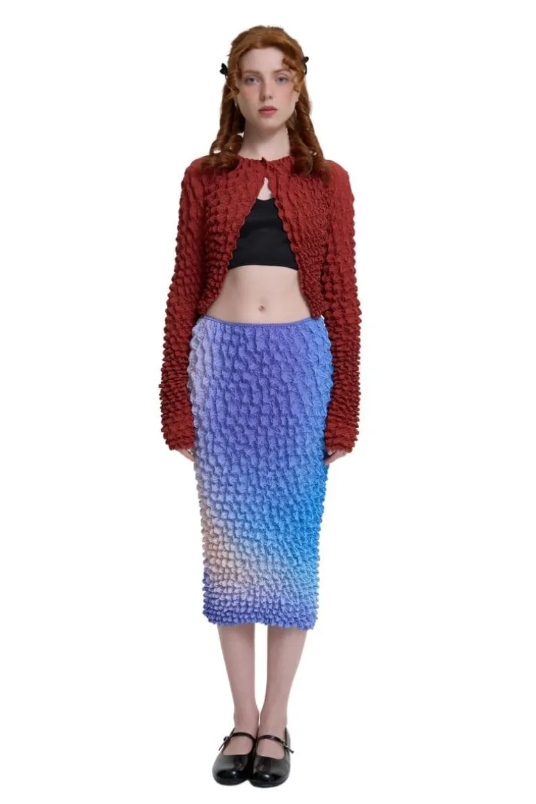 Skirts<CULT MIA PRINTED POPCORN PLEATS MIDI SKIRT Blue