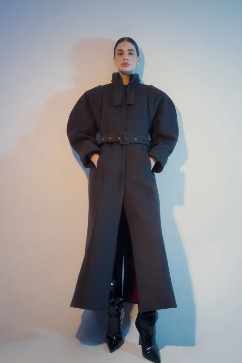 Coats<CULT MIA PUFF-SLEEVED COAT Espresso brown