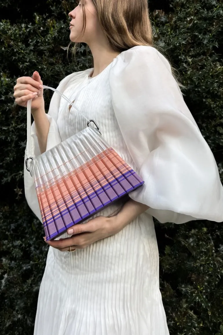 Top Handle Bags<CULT MIA PURPLE AND PINK PLEATED OMBRE HANDBAG Blends of Purple & Pink