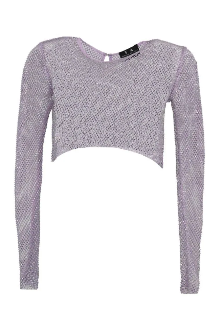 Tops<CULT MIA DIAMOND CROP TOP Purple