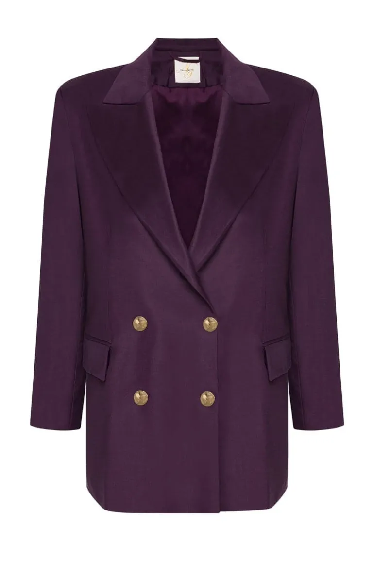 Blazers<CULT MIA DOUBLE BREASTED WOOL-TWILL BLAZER Purple