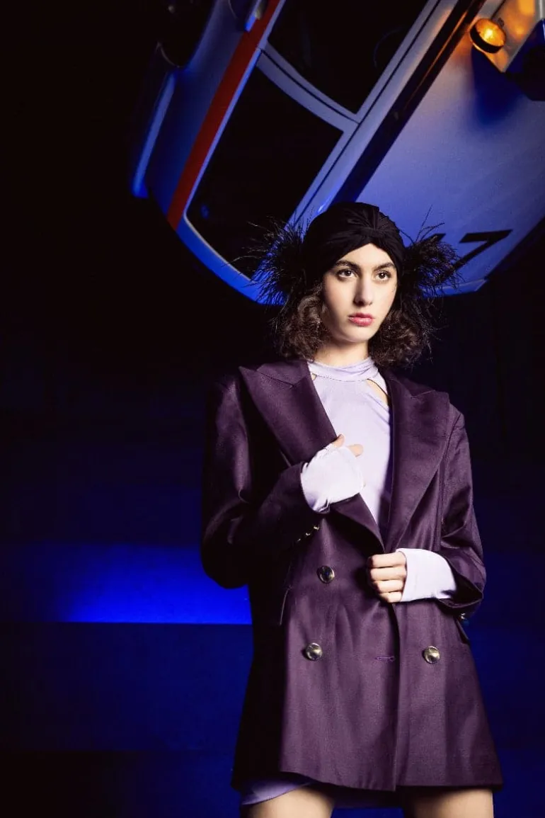 Blazers<CULT MIA DOUBLE BREASTED WOOL-TWILL BLAZER Purple