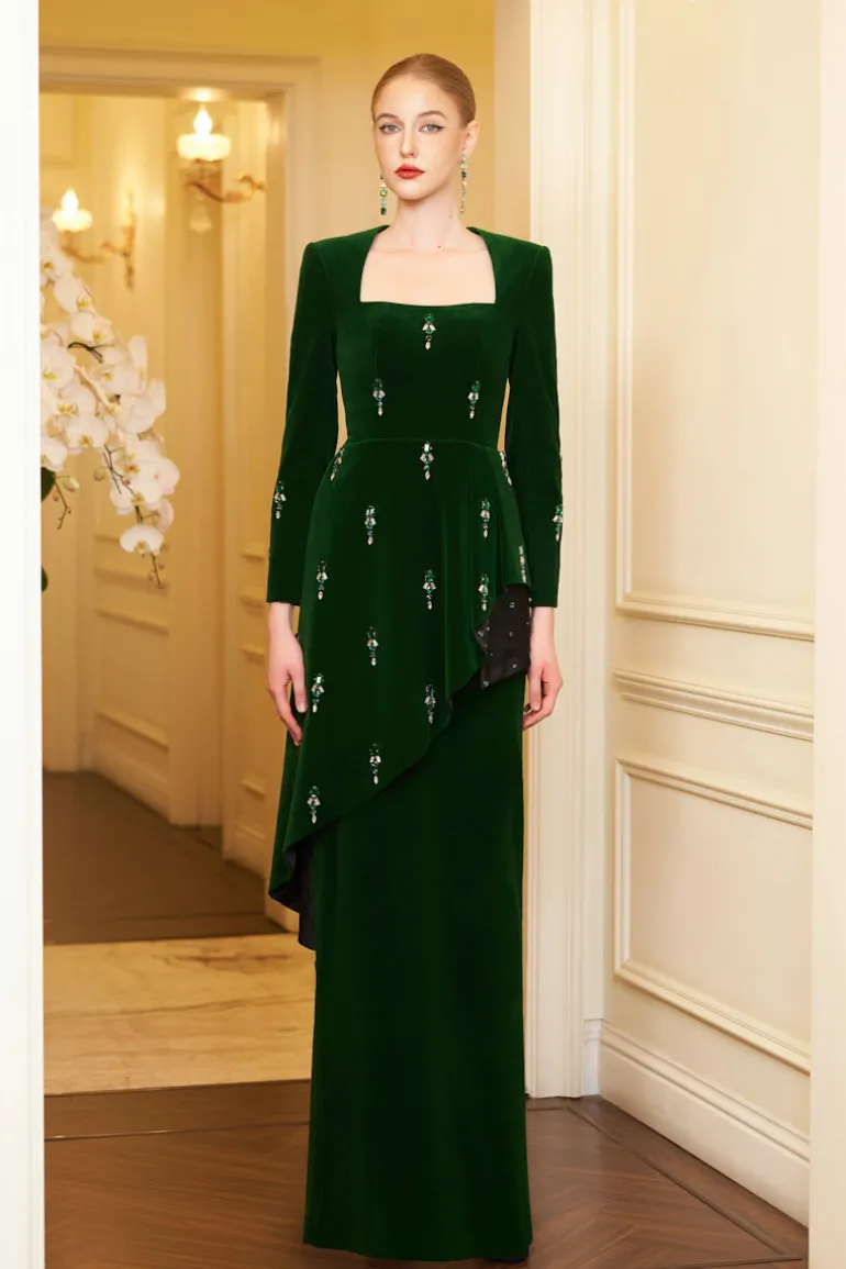 Dresses | Gowns<CULT MIA QUEEN ANNE EMERALD COLUMN GOWN Dark Green