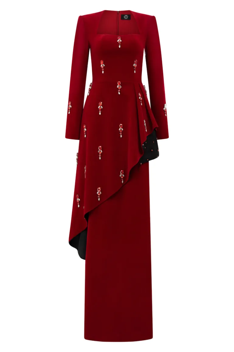 Dresses | Gowns<CULT MIA QUEEN ANNE RUBY COLUMN GOWN Dark Red