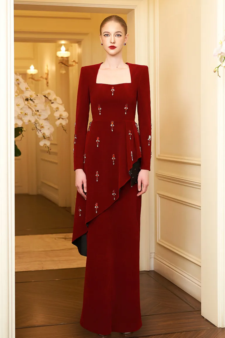 Dresses | Gowns<CULT MIA QUEEN ANNE RUBY COLUMN GOWN Dark Red