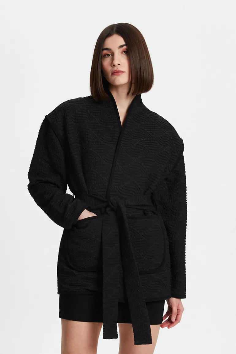 Jackets<CULT MIA QUILTED KIMONO Black