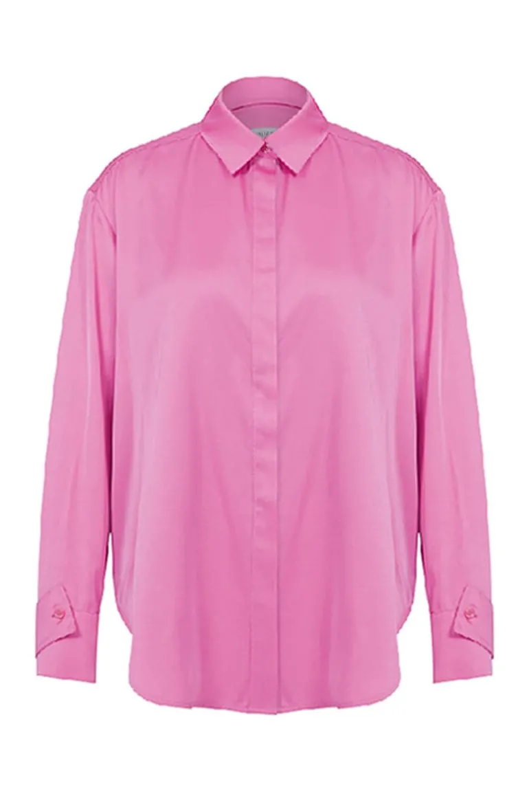 Tops<CULT MIA RAVENNA SATIN SHIRT Parfait Pink