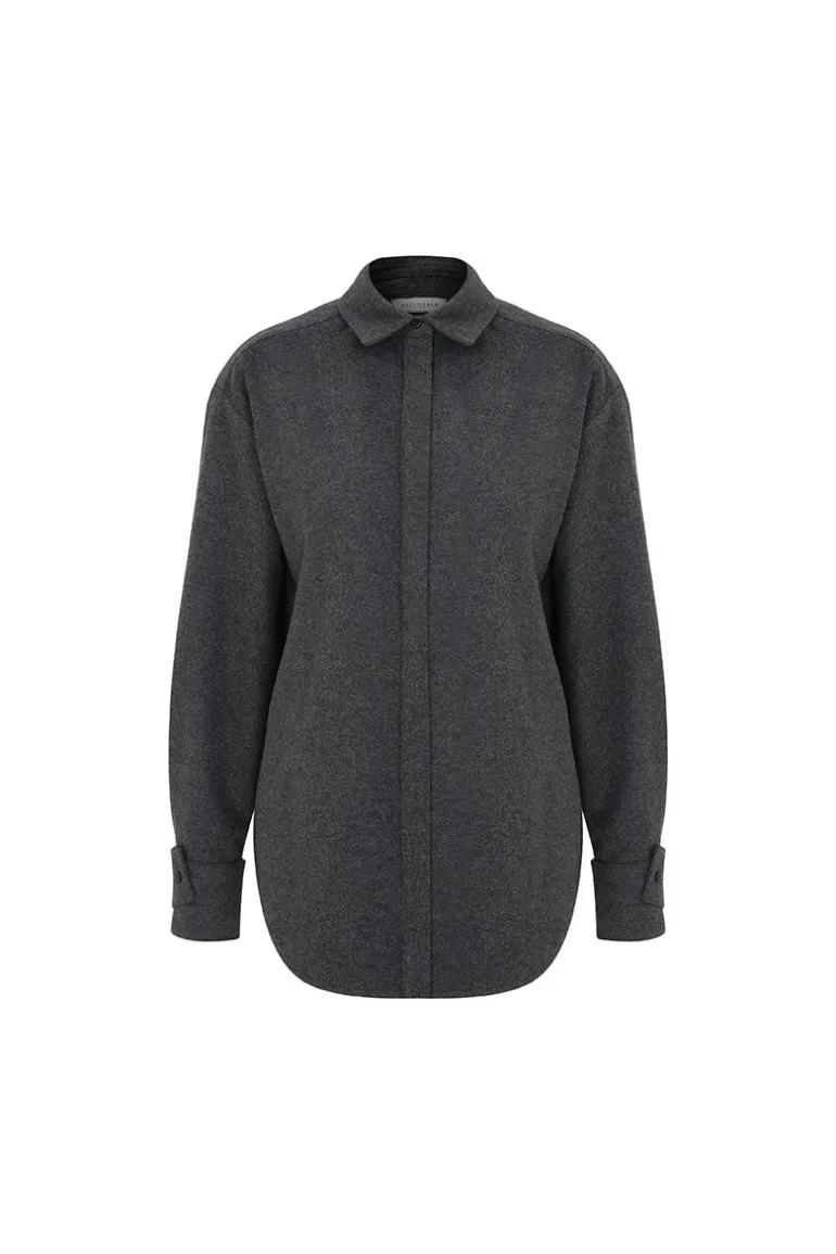 Tops<CULT MIA RAVENNA WOOL SHIRT IN ANTHRACITE Gray