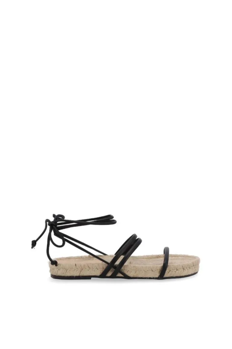 Sandals<CULT MIA RAYNA BLACK LEATHER SANDALS