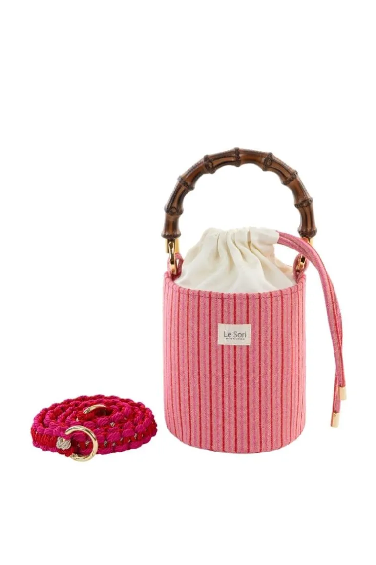 Top Handle Bags<CULT MIA MAIA LEATHER AND FABRIC BUCKET BAG Red & Pink