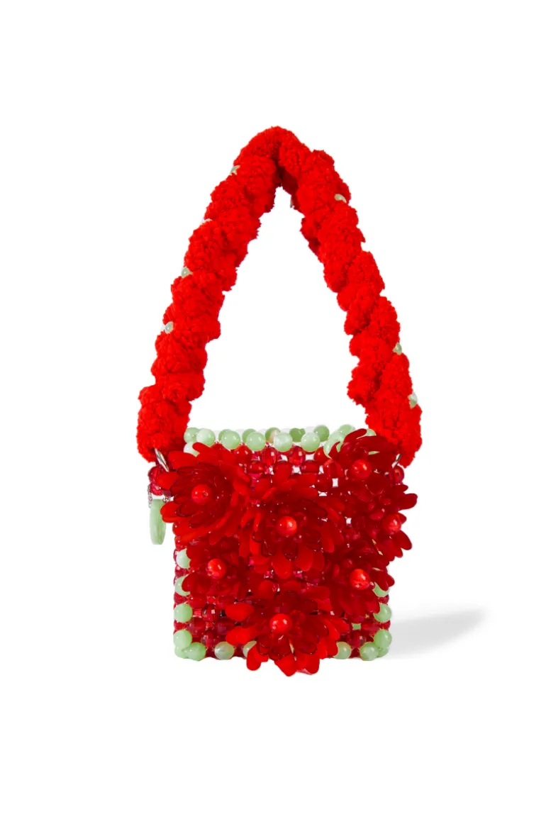 Top Handle Bags<CULT MIA RED AND GREEN ATACAMA BEADED TOP HANDLE BAG Red & Green