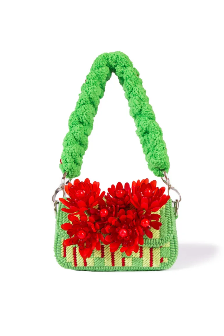 Shoulder Bags<CULT MIA RED AND GREEN ATACAMA SILK SHOULDER BAG Red & Green