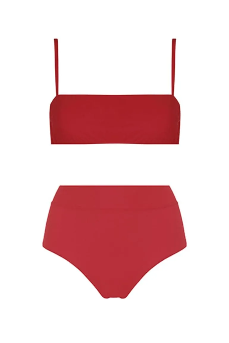 Swimwear<CULT MIA BANDEAU TOP AND HIGH-RISE BOTTOM BIKINI Red
