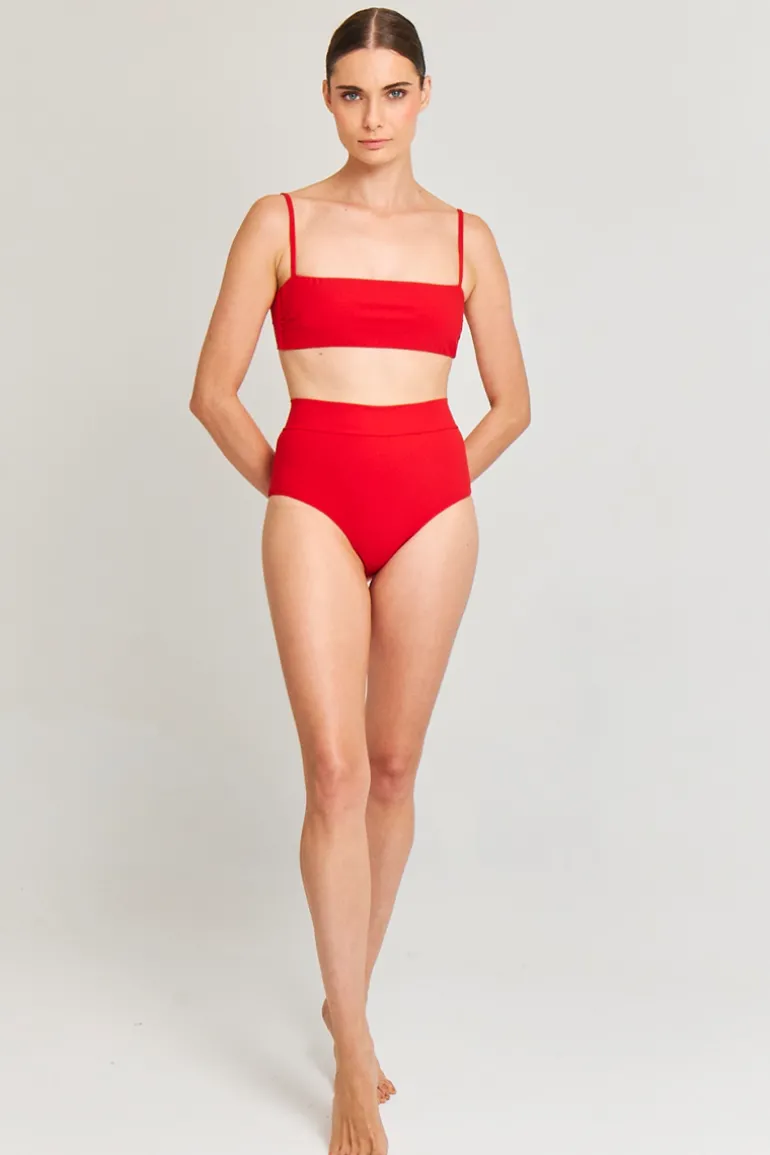 Swimwear<CULT MIA BANDEAU TOP AND HIGH-RISE BOTTOM BIKINI Red