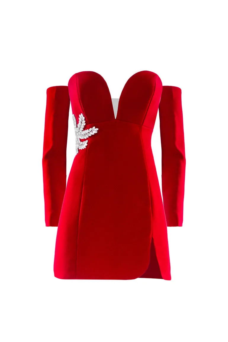 Dresses | Mini Dresses<CULT MIA BEADED COCKTAIL MINI DRESS Red