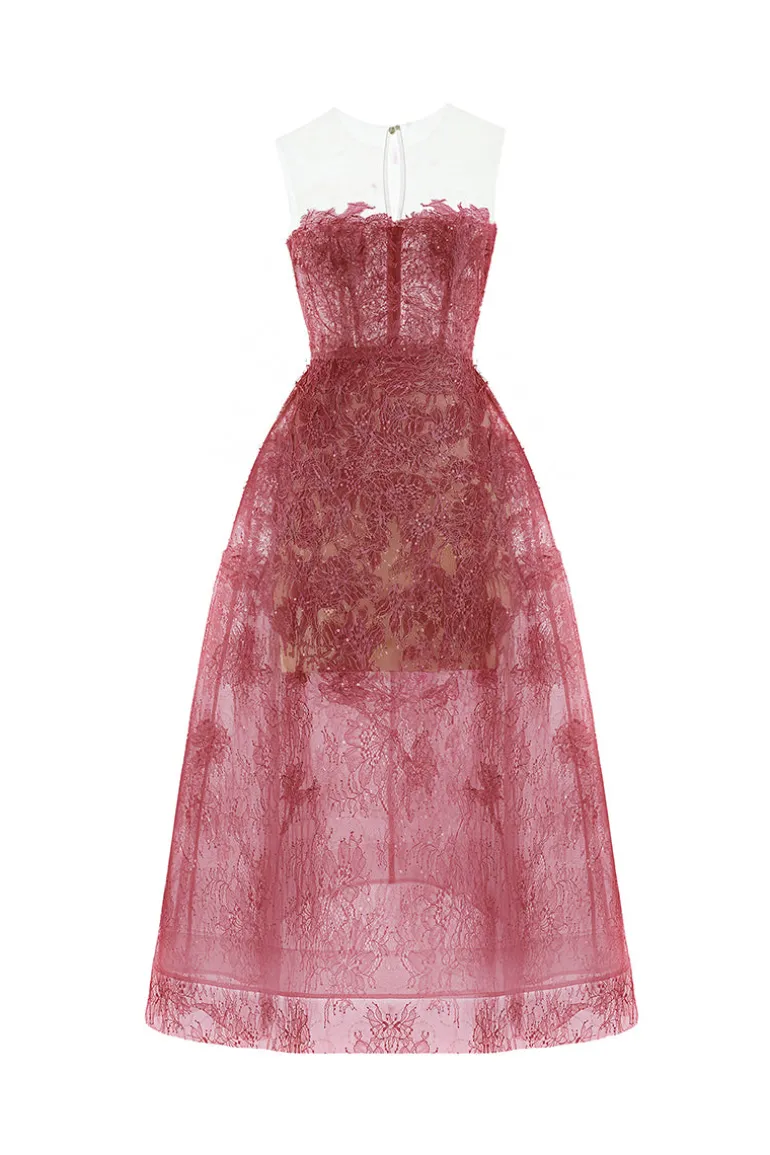 Dresses | Midi Dresses<CULT MIA BEADED LACE MIDI DRESS Red