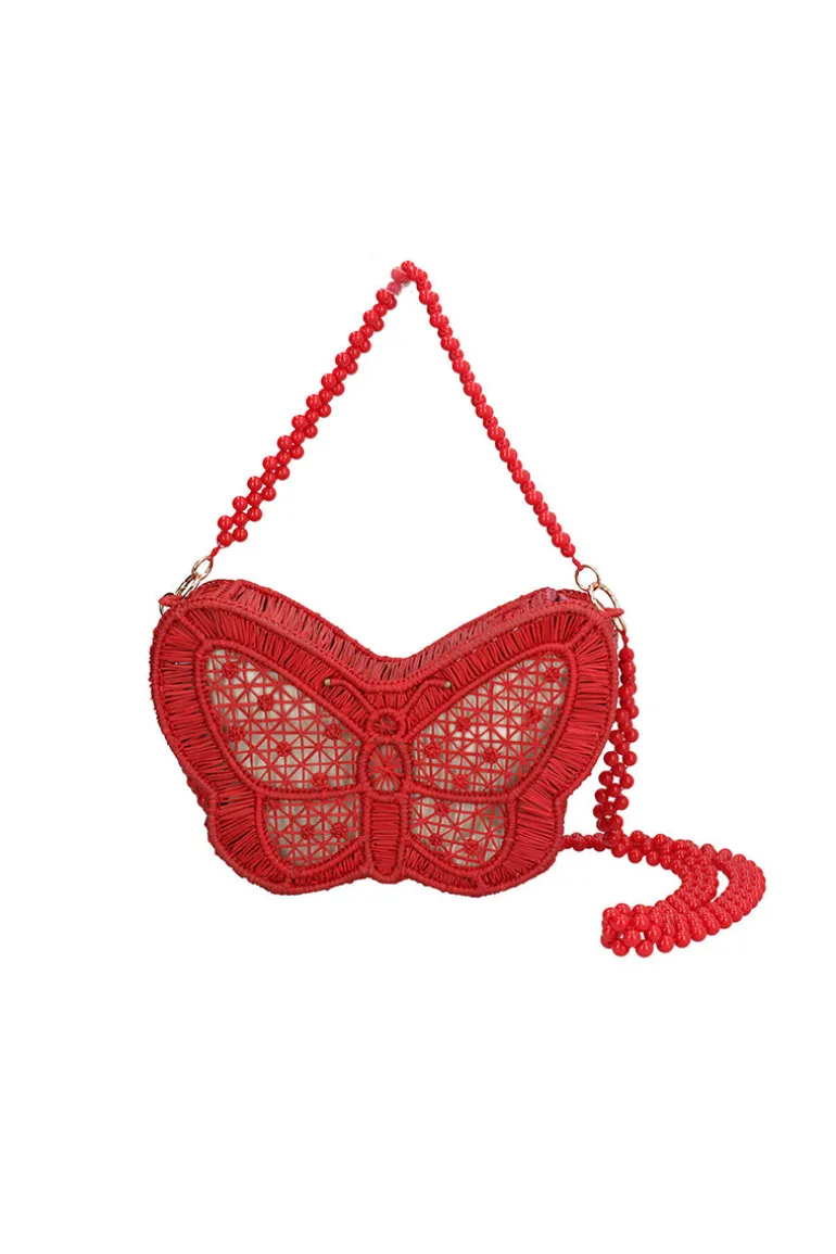 Shoulder Bags<CULT MIA BUTTERFLY HANDBAG Red