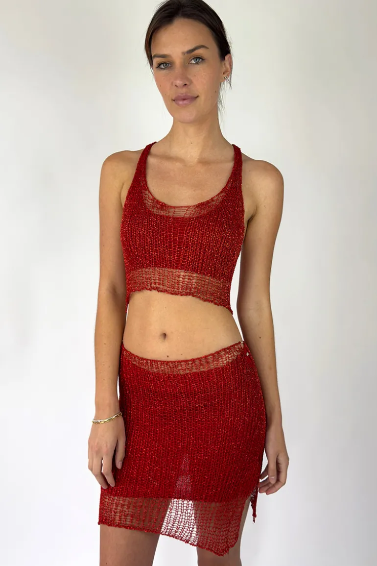 Skirts<CULT MIA CHAIN MINI SKIRT WITH SLIP Red