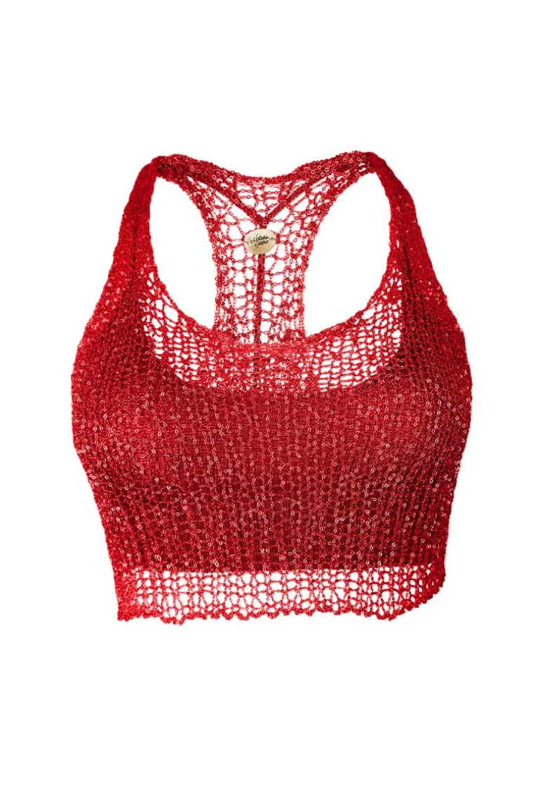 Tops<CULT MIA CHAIN RACERBACK WITH BRALETTE Red