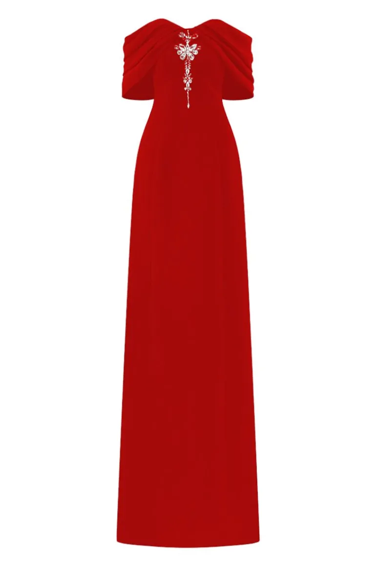 Dresses | Gowns<CULT MIA GATHE OFF-SHOULDER GOWN Red