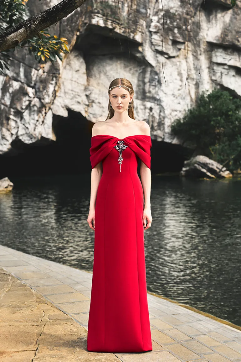 Dresses | Gowns<CULT MIA GATHE OFF-SHOULDER GOWN Red