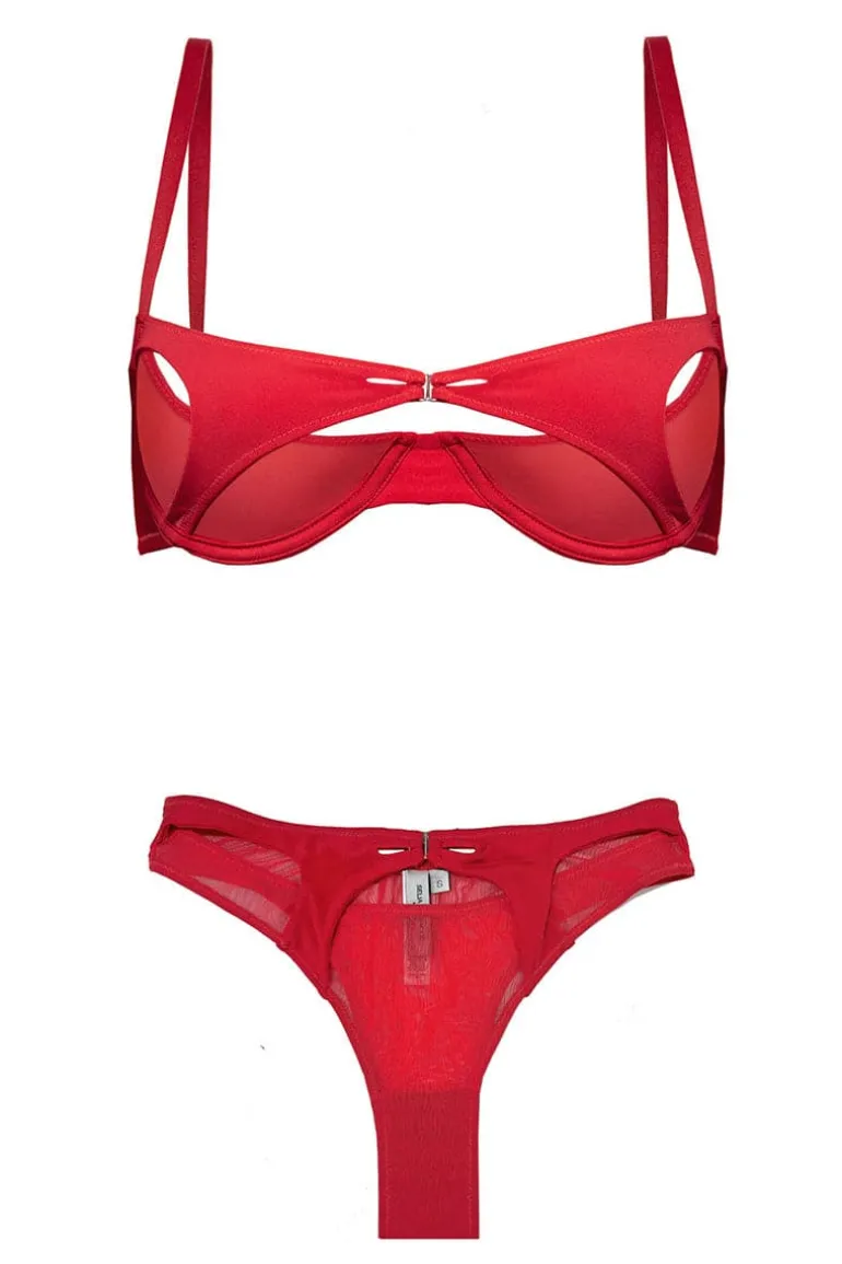 Lingerie<CULT MIA MILA UNDERWIRE BRA AND MILA KNICKER Red