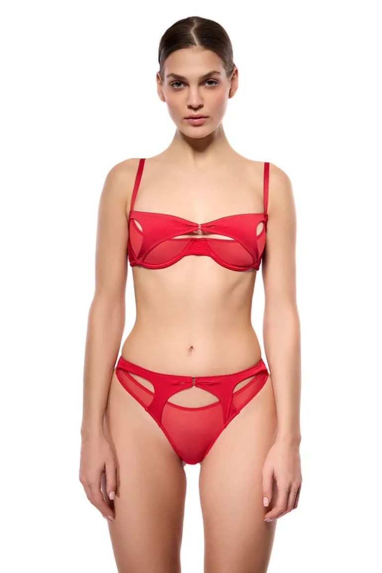 Lingerie<CULT MIA MILA UNDERWIRE BRA AND MILA KNICKER Red