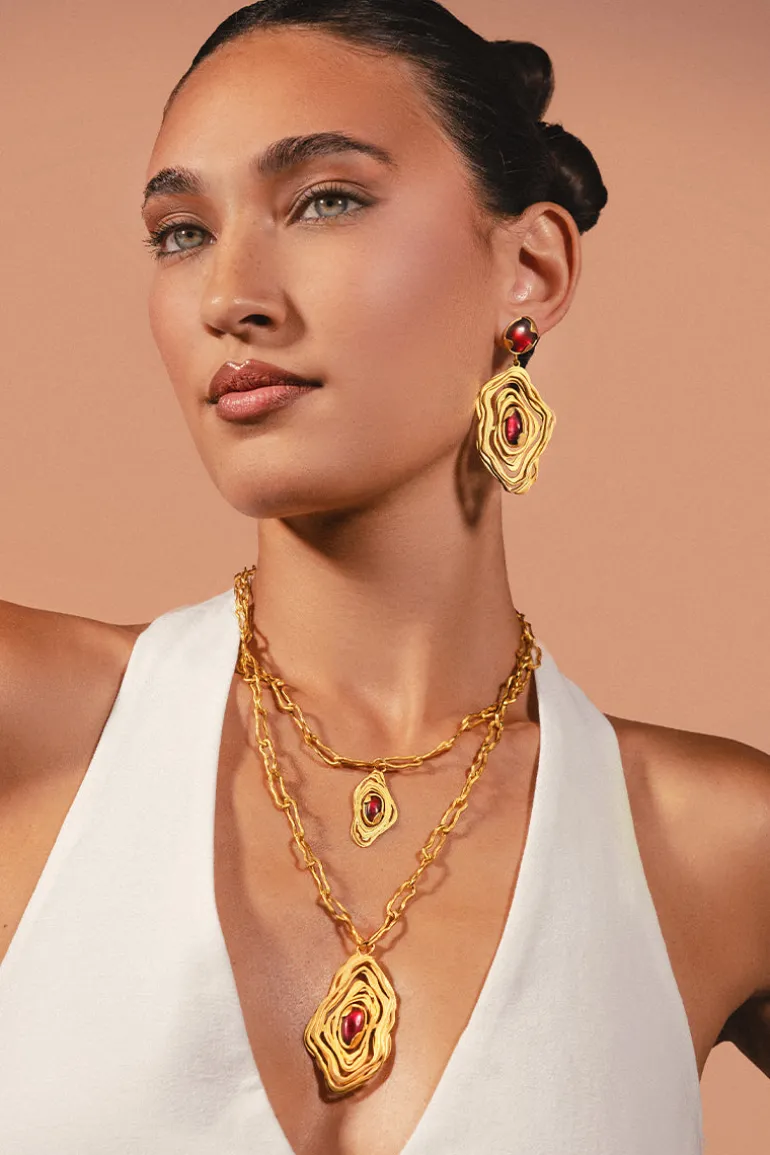 Necklaces<CULT MIA RED NEBULA NECKLACE Gold