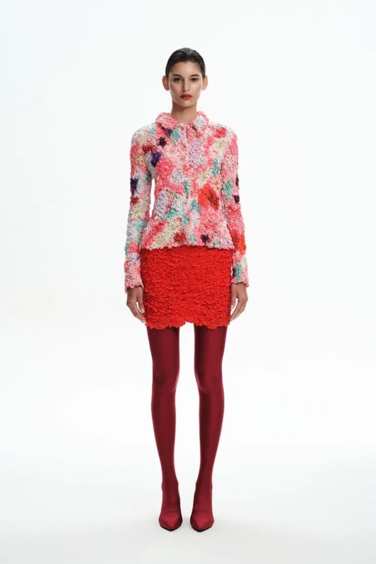 Skirts<CULT MIA RED SMOCKED MINI SKIRT Scarlet
