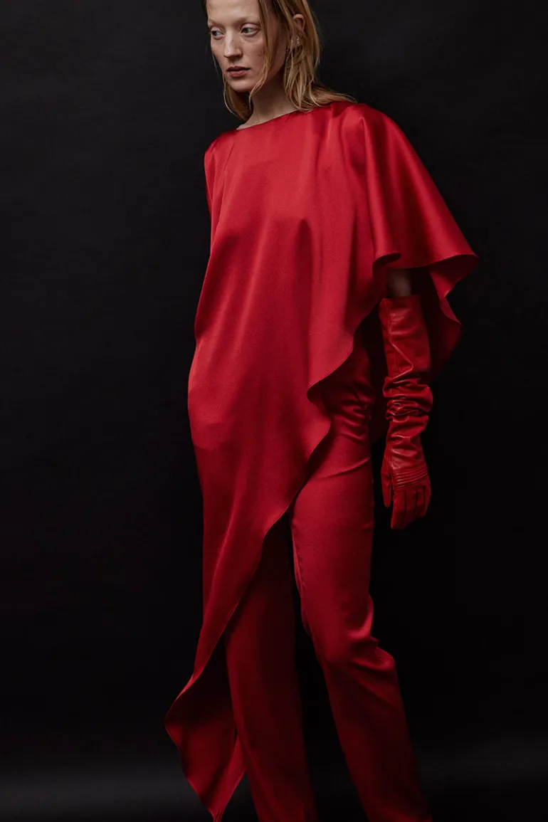 Pants<CULT MIA STRAIGHT LET SATIN PANTS Red