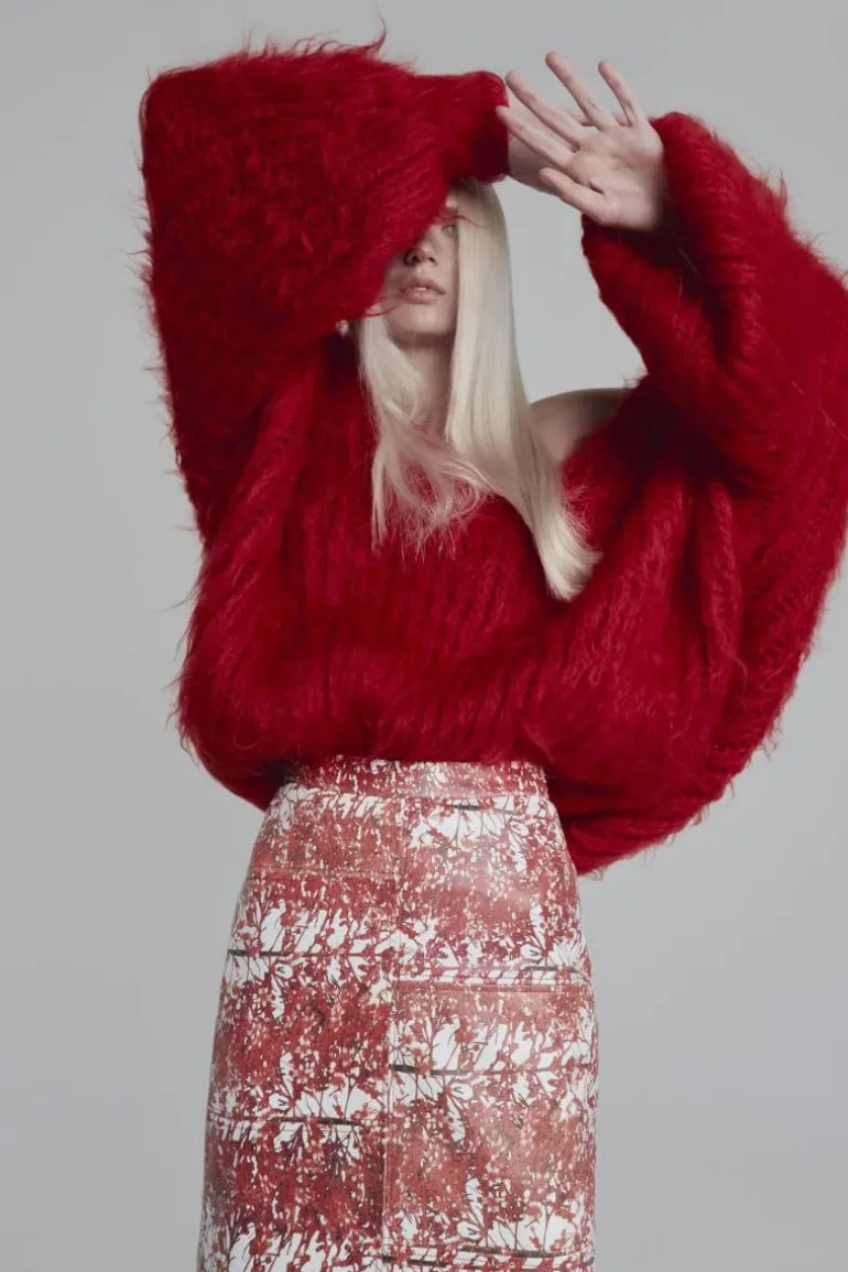 Knitwear<CULT MIA V-NECK KNITTED SWEATER DRESS Red