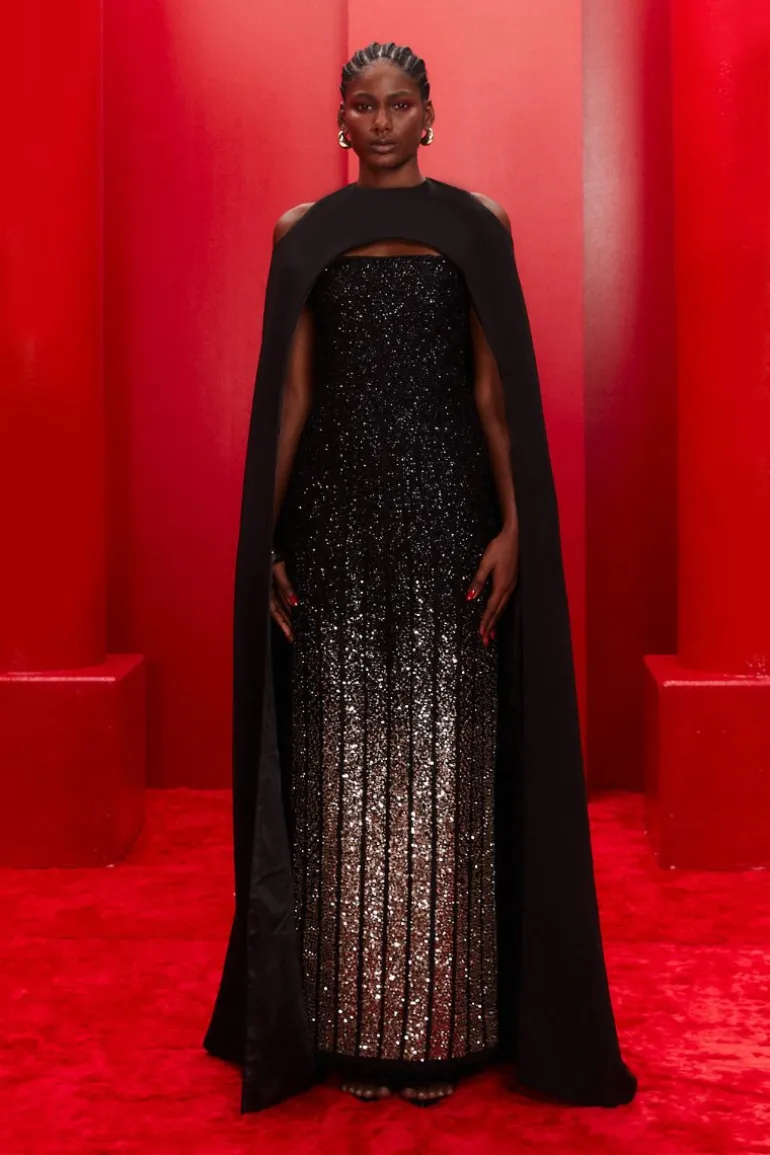 Dresses | Gowns<CULT MIA REGAL 2IN1 COUTURE EMBROIDERED CORSET DRESS WITH DETACHABLE CAPE Midnight Black