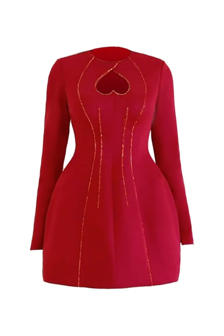 Dresses | Mini Dresses<CULT MIA REMY A-LINE ROUND NECK ORGANDY MINI DRESS Red