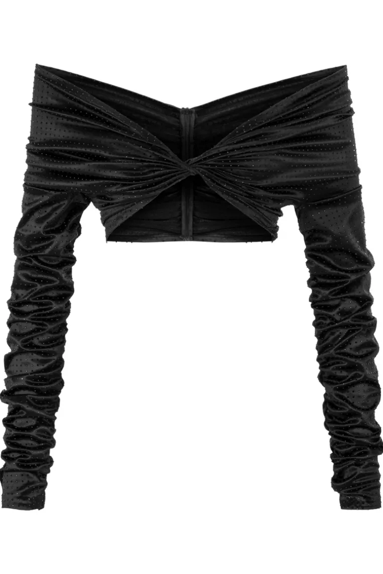 Tops<CULT MIA RHINESTONE JERSEY OFF SHOULDER TOP Black