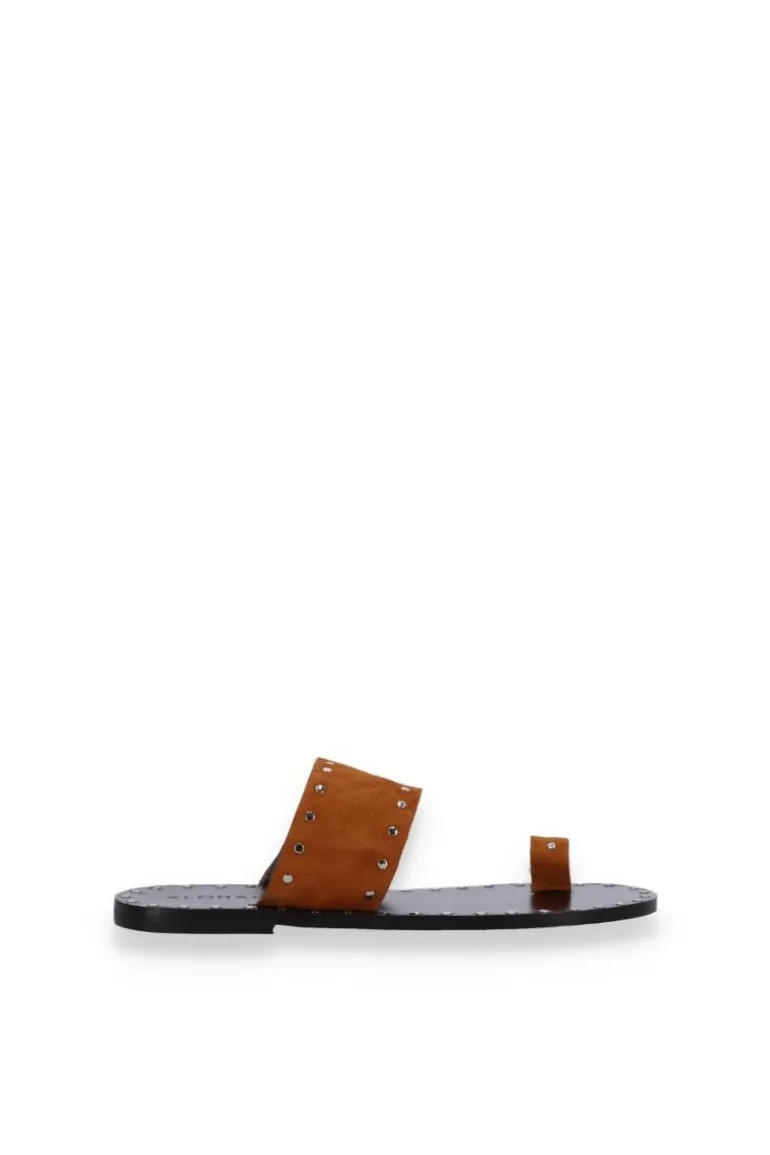 Sandals<CULT MIA RILEY BROWN LEATHER SANDALS