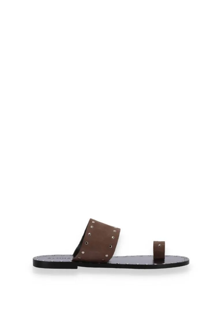 Sandals<CULT MIA RILEY GREY LEATHER SANDALS