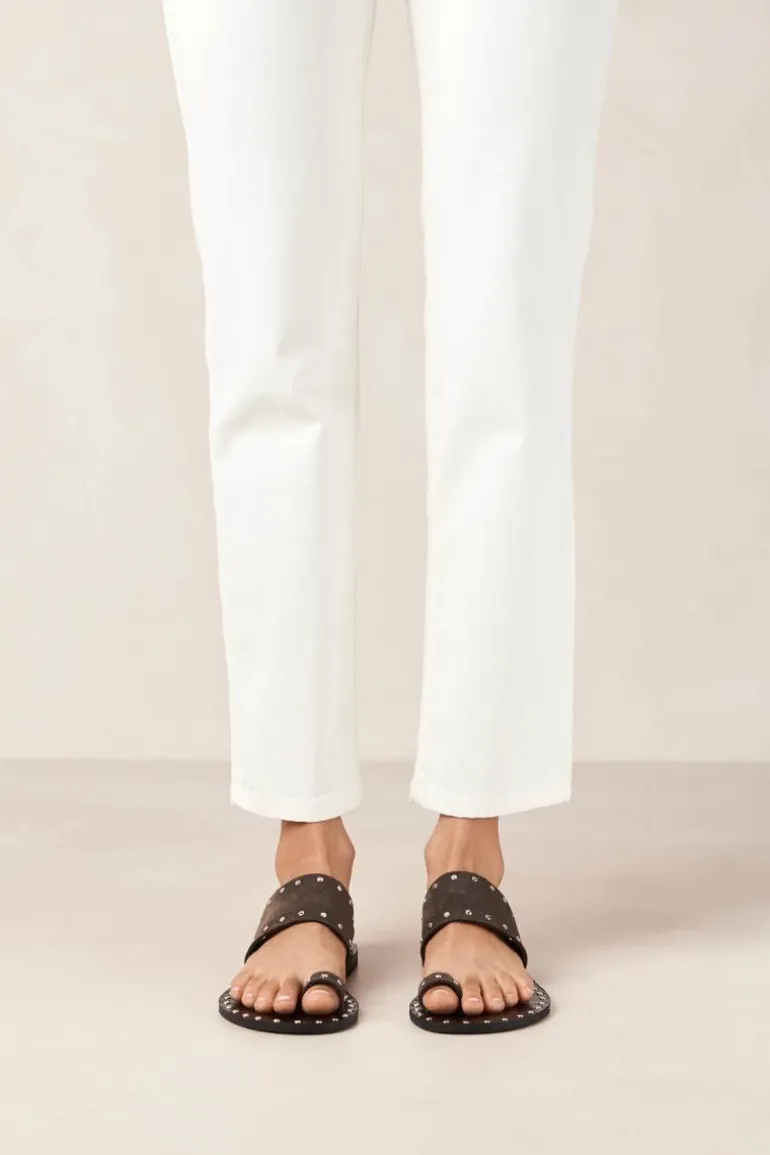 Sandals<CULT MIA RILEY GREY LEATHER SANDALS