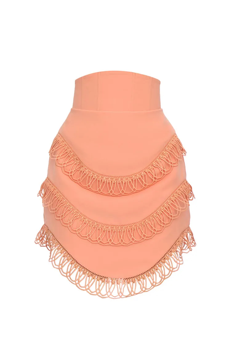 Skirts<CULT MIA RIZO POWDER PEACH CORSET MINI SKIRT