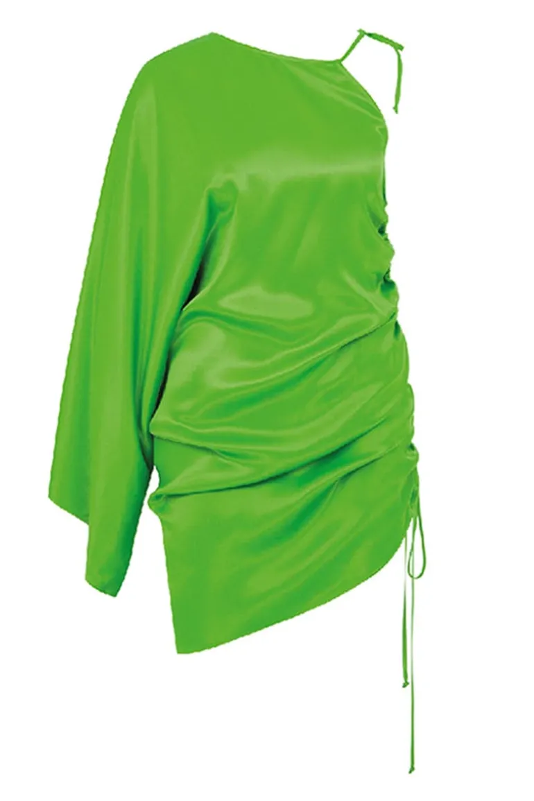 Dresses | Mini Dresses<CULT MIA ROCHA ASYMMETRIC SATIN MINI DRESS Jolly Green