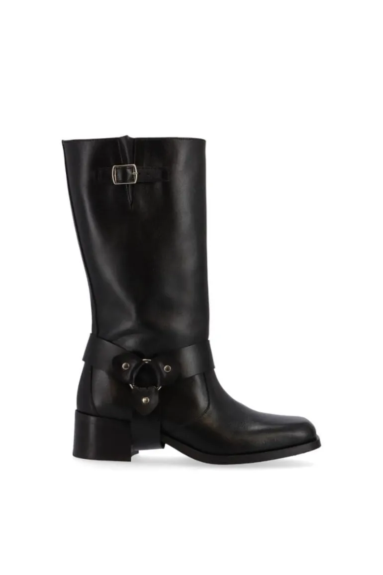 Boots<CULT MIA ROCKY BLACK LEATHER BOOTS